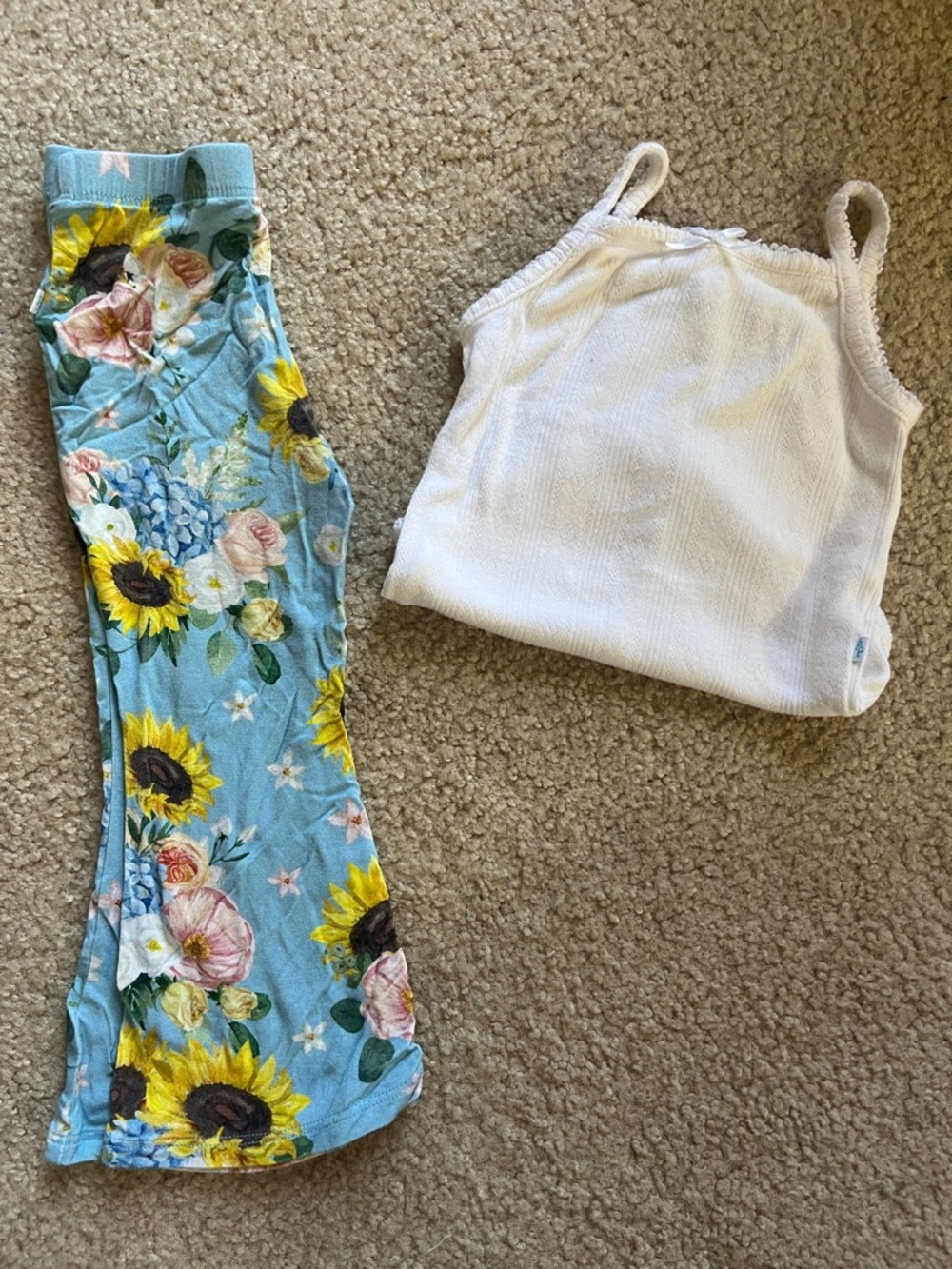 Posh Peanut Blue Floral Sunflower Set with White Tank